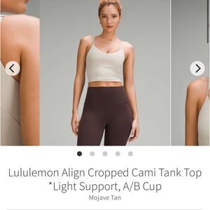 Lululemon Athletica Cream Align Cropped Tank Top